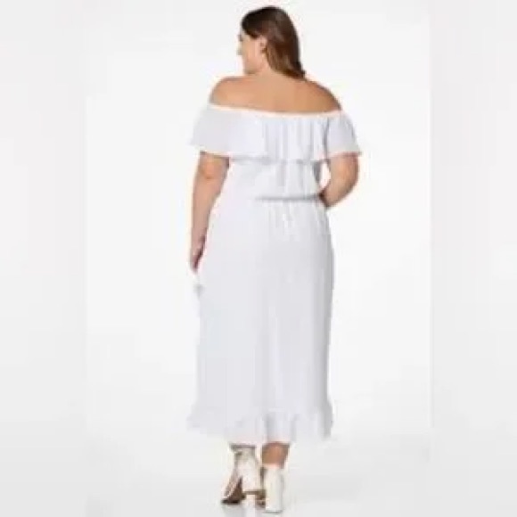 Cato | PLUS SIZE WHITE RUFFLED MIDI DRESS Various Sizes Available - Picture 2 of 2